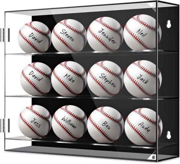 oem/odm acrylic baseball display case wall mounted display holder shadow box clear baseball holder removable ball stand for collector memorabilia autograph case(3 tiers for 12 balls) wholesale supplier & factory