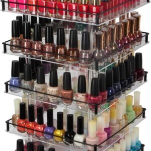 oem/odm j jackcube design nail polish organizer, 5 tier acrylic 360 rotating display rack stand makeup cosmetics storage box carousel shelf with black iron guard, hold up to 310 – mk302-5 wholesale supplier & factory