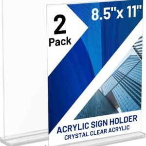 oem/odm acrylic sign holder 8.5 x 11 inch vertical t shape display stand double-sided desktop clear sign holders paper holder table menu holders plastic sign stand for home, office, restaurants, store, 2-pack wholesale supplier & factory
