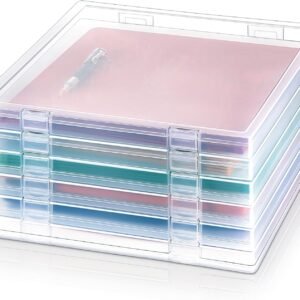 oem/odm kosiz 6 pcs 12 x 12 inch paper storage case clear portable storage box transparent storage organizer slim project case for scrapbook documents photo file magazines office school supplies wholesale supplier & factory