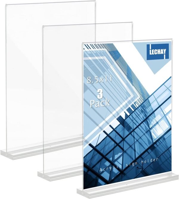 oem/odm 3 pack acrylic sign holder, 8.5 x 11 inches clear table menu desktop display stand paper holder suitable for restaurants, office, home, store wholesale supplier & factory