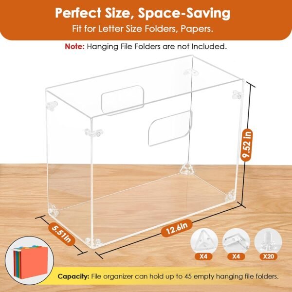 oem/odm maxgear hanging file organizer box, acrylic filing folder organizer for letter size, portable desktop box with handles, clear file crate storage boxes for office home wholesale supplier & factory
