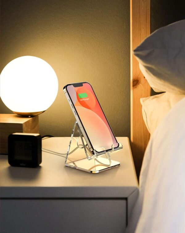 oem/odm topgo acrylic cell phone stand, clear phone holder for office desk, vanity, kitchen, bedside table, compatible with iphone/smartphones/ipad/switch/kindle, office desk accessories wholesale supplier & factory