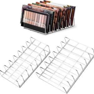 oem/odm 2 pack acrylic makeup eyeshadow palette organizer, 7-slot display case, set of 2, cosmetic display storage holder fit eyeshadow palette, cd, phone case, facial mask, clear cosmetic organizer wholesale supplier & factory