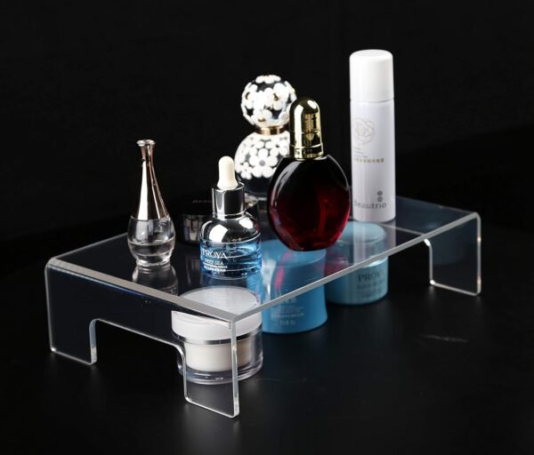 oem/odm jusalpha 6mm thickness clear acrylic display riser with tray handles for laptop, notebook, retail display food display,12" x 8" x 3" wholesale supplier & factory