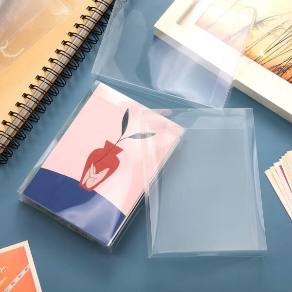 oem/odm 50 pack clear plastic transparent crystal boxes greeting card photo storage cases fold design protects boxes (a2: 4.53 x 1.02 x 5.91 inch) wholesale supplier & factory
