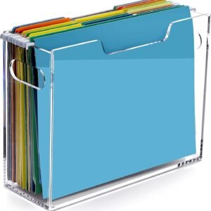oem/odm dinghuo hanging file box, letter size acrylic hanging file organizer, clear portable file storage box with handle, file folder holder for desk home office school -1 pack wholesale supplier & factory