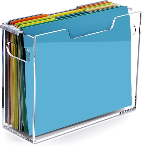 oem/odm dinghuo hanging file box, letter size acrylic hanging file organizer, clear portable file storage box with handle, file folder holder for desk home office school -1 pack wholesale supplier & factory