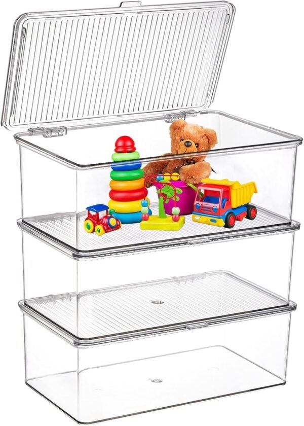 oem/odm zenfun set of 3 small stackable storage bins with hinged lid, acrylic organizer box, clear makeup organizer box, cosmetic case for home, office wholesale supplier & factory