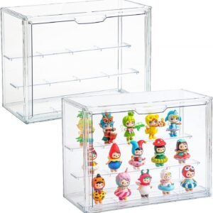 oem/odm acrylic display cases for collectibles, 3 tier clear shelf boxes for figures, miniature dustproof and stackable action figure display case (1, large) wholesale supplier & factory
