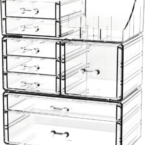 oem/odm cq acrylic clear makeup organizer and storage stackable skin care cosmetic display case with 8 drawers make up stands for jewelry hair accessories beauty skincare product organizing wholesale supplier & factory