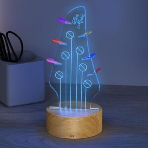 oem/odm light up guitar pick holder, rgb luminous pick storage rack, acrylic electric guitar headstock shaped pick holder for picks storage and display, gift for music lovers guitar players guitarist wholesale supplier & factory