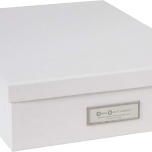 oem/odm bigso oskar fiberboard label frame document letter box - file organizer box for important paperwork - durable document storage with a lid & metal label window - 3.3 in x 10.2 in x 13.8 in - white wholesale supplier & factory