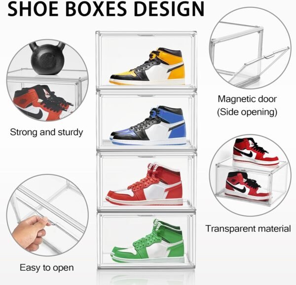 oem/odm acrylic sneaker shoe display case transparent shoe box storage bins clear plastic stackable boot handbag organizer containers with lids, 1pack size 14 wholesale supplier & factory