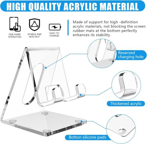 oem/odm acrylic cell phone stand for desk, phone holder for office, portable phone holder, compatible with iphone15 14 13 12 11 pro xs max xr 8 7 6s plus, samsung s20+ note10, tablets（1pack） wholesale supplier & factory