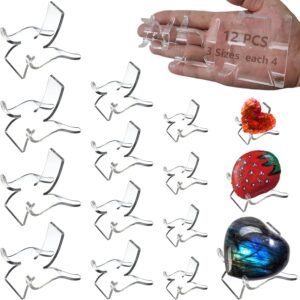 oem/odm 12 pcs rock display stand mini acrylic easel stands ( 3 sizes ) acrylic rock holder rock stands for display multiple sizes small collectibles - crystal painted rock geodes rock mineral agate fossil wholesale supplier & factory