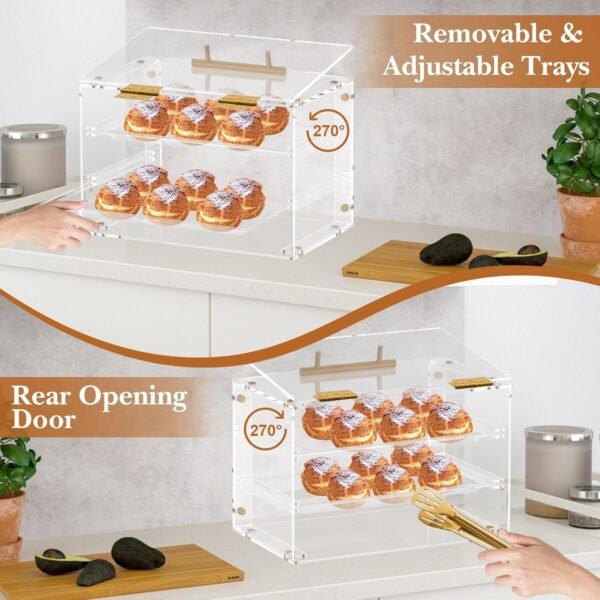 oem/odm bakery display case countertop, pastry display case with serving tong commercial clear acrylic bread box display case with front door for cookie food donut deseert cupcake bagels cake wholesale supplier & factory