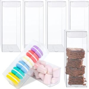 oem/odm 100 pcs clear pet plastic storage boxes transparent present box empty containers rectangle cube candy chocolate cookies treat case for christmas,wedding,party,baby shower, 2 x 2 x 6 inch wholesale supplier & factory
