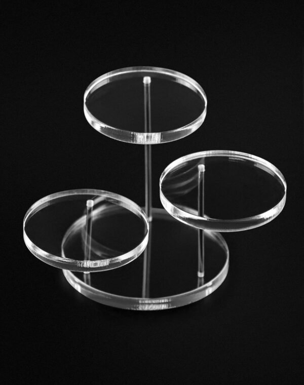 oem/odm qwork round acrylic products display riser stands, 3 tier jewelry display stands for rings earrings,mini figurines, clear, 2 pack wholesale supplier & factory
