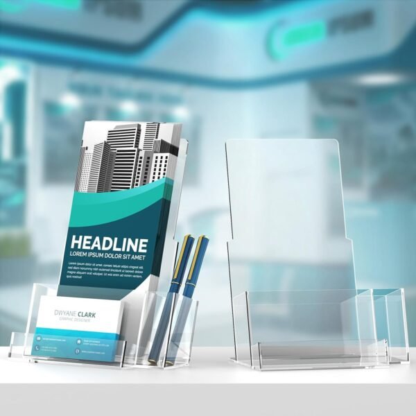 oem/odm kingtop acrylic brochure holder, pamphlet holder display stand with pen slot, clear brochure display stand for office, trade show, and retail marketing materials (2 pack) wholesale supplier & factory