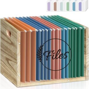 oem/odm clear acrylic file organizer box, wood hanging folder organizer with handle, file document paper organizer storage bin holder, filing cabinets for home office school with 20 category tags letter size wholesale supplier & factory