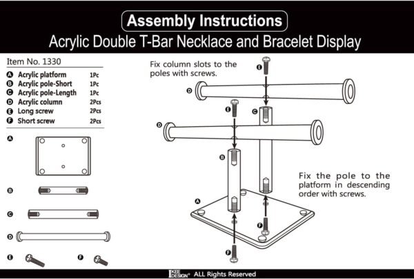 oem/odm mooca deluxe clear acrylic jewelry organizer, 2 tier t-bar bracelet holder, acrylic necklace holder, jewelry holder, jewelry organizer stand, premium quality with enhanced transparency wholesale supplier & factory