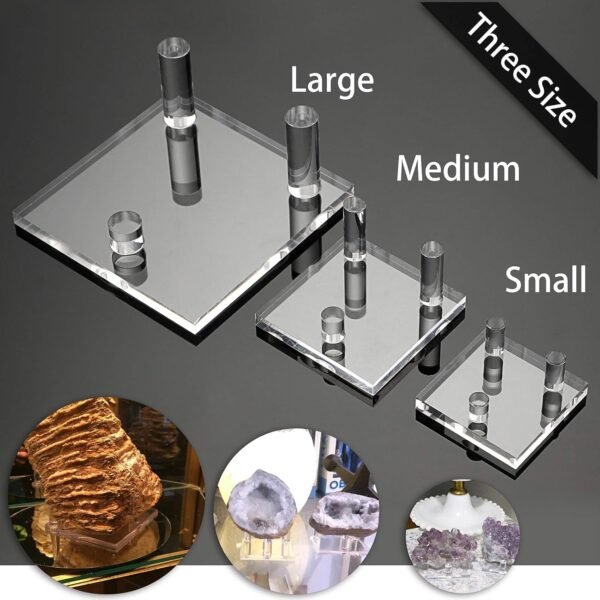 oem/odm hipiwe clear acrylic display stand - three-peg display easel stands for fossil coral geodes rock mineral agate small collectibles, set of 4 wholesale supplier & factory