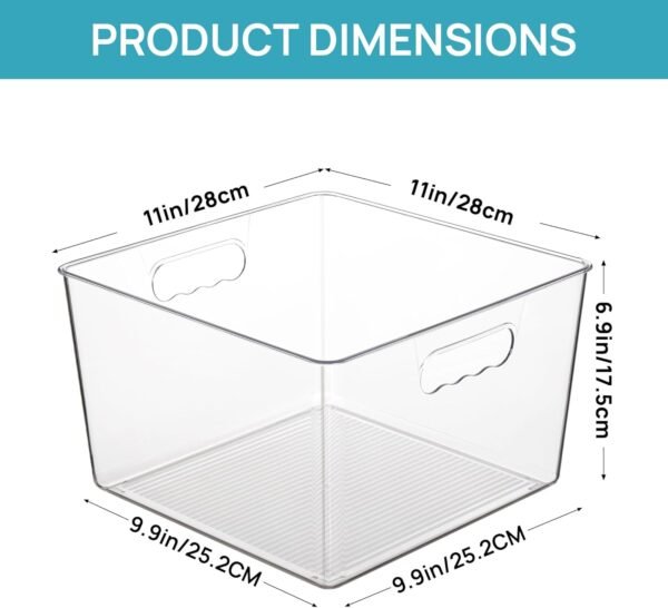oem/odm vtopmart 4 pack extra large clear plastic storage bins,11x11 cube acrylic organizer square containers with handle for pantry,closet,laundryroom,kitchen,bathroom,undersink organization wholesale supplier & factory