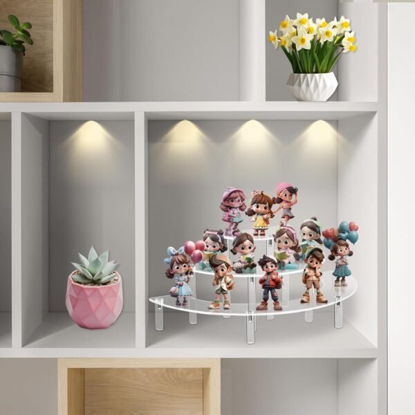 oem/odm yestbuy acrylic risers display stand for pop figures, 3 tier cupcake stand, perfume stand organizer,2 pack half moon dessert stand for food, acrylic display stand for collections. wholesale supplier & factory