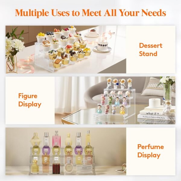 oem/odm lifewit 4 tier clear display risers stand, plastic organizers for figures, cupcake, perfume, dessert, desktop display stand for organize and decoration wholesale supplier & factory