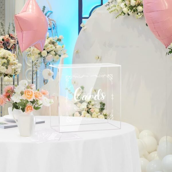 oem/odm clear acrylic wedding card box large diy card boxes with 4 "card" text stickers gift money box holder for wedding reception anniversary birthday party baby shower graduation decorations wholesale supplier & factory