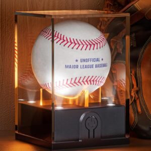 oem/odm baseball display case with led light, light up baseball case for display, acrylic baseball holder display case, uv protected clear baseball stand baseball cube for memorabilia baseball gifts wholesale supplier & factory