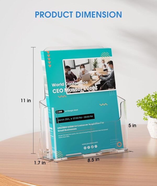 oem/odm ktrio acrylic brochure holder 8.5 x 11 inch, plastic clear literature holders rack card display trifold brochures stand, stands for flyer, pamphlet, magazine, booklet, desk & wall mount, 2 pack wholesale supplier & factory