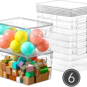 oem/odm 6 pack clear storage bins with lids, 7 quart stackable storage boxes for storage and organization, plastic storage containers with lids, plastic bins with handles for office, bedroom, study room wholesale supplier & factory