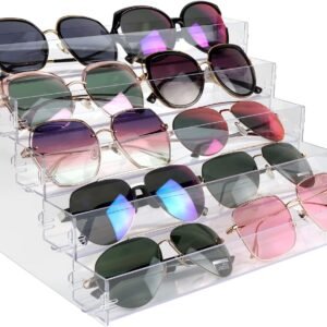 oem/odm 5 tier sunglasses organizer acrylic sunglass holder nail polish organizer countertop stand display no pungent acrylic glue assembly for highlighting glasses,makeup,essential oil wholesale supplier & factory