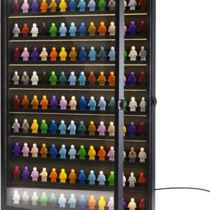 oem/odm large 126 minifigures miniature display case ,led building block toy collectibles display box , wall mount figure display cabinet with acrylic protected clear lockable door wholesale supplier & factory