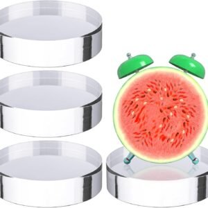 oem/odm barydat 4 pack acrylic round display blocks clear polished acrylic jewelry display stand holder trophy ring showcase base for table showing(4" x 4" x 1") wholesale supplier & factory
