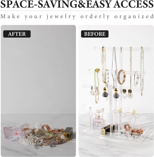 oem/odm acrylic jewelry display stand 4-tier clear jewelry organizer, necklace bracelet earring watch ring jewelry holder,display tower tray storage gift for women wholesale supplier & factory
