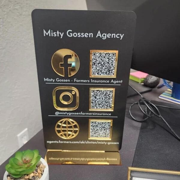 oem/odm personalized 3d qr code signs for business acrylic custom multi social media sign scan to pay payment display holder instagram facebook venmo cashapp zelle logo plaque stand beauty salon decor (clear) wholesale supplier & factory