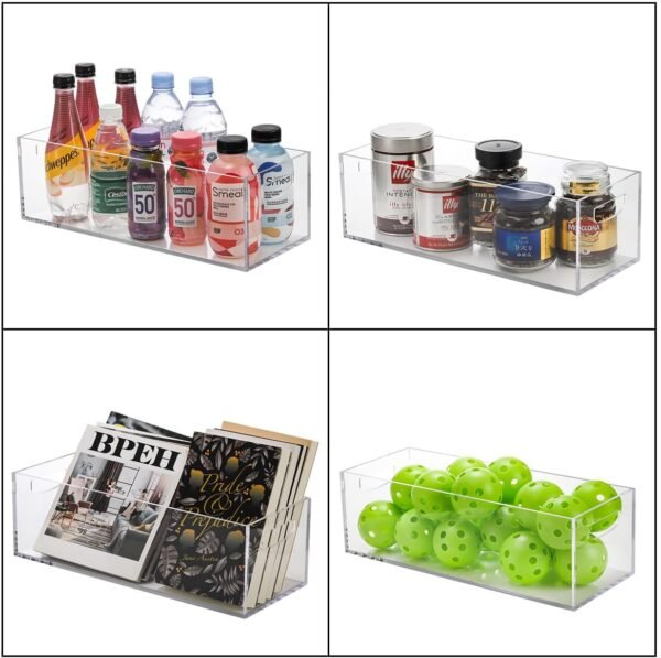 oem/odm frcctre 2 pack acrylic dvd/cd storage box, clear dvd holder case with handles, stackable storage container shelf organizer bin for cds, video games, blu-ray, books, home, office wholesale supplier & factory