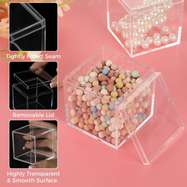 oem/odm 40 pcs clear acrylic boxes, small clear boxes with lids, 2.2 x 2.2 x 2.2 in plastic square cube, square display box, clear container boxes for candy pill earring jewelry tiny beads wholesale supplier & factory