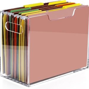oem/odm dinghuo acrylic file folder organizer box, letter size hanging file organizer, clear file holder with handles, desktop office supplies filing storage crate for home work school - 1 pack wholesale supplier & factory