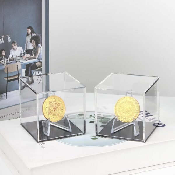 oem/odm acrylic coins trophy medal display case box with mini acrylic easel display stands, acrylic multiple rings storage case for championship rings challenge coins fossils rocks stones chips wholesale supplier & factory