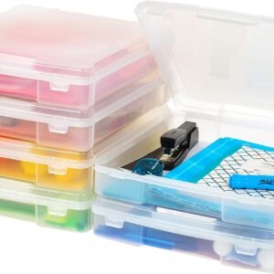 oem/odm fits 12" x 12" paper, 6 pack thick portable plastic scrapbook paper storage cases with built-in handle for art and craft supplies yarn file paper office documents toys, rounded corner, clear wholesale supplier & factory