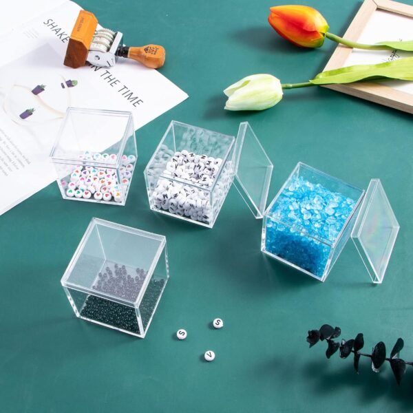 oem/odm 6 packs clear acrylic plastic box, acrylic boxes with lids, small square plastic containers 2.1''×2.1''×2.2'', plastic square boxes for candy, pill and jewelry wholesale supplier & factory