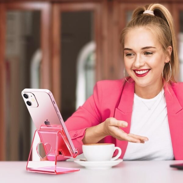 oem/odm crpich acrylic cell phone stand, portable phone holder, clear pink phone stand for desk, compatible with phone16 15 14 13 12 11 pro max se, switch, android smartphone, pad, tablet, desk accessories wholesale supplier & factory