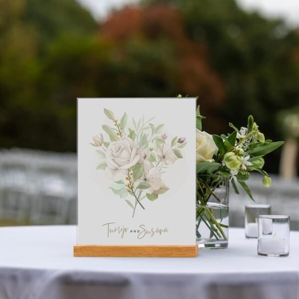oem/odm acrylic sign holder with wood base 5x7 inch vertical and slant displays(6 pack 5*7") wholesale supplier & factory