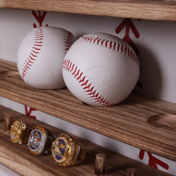 oem/odm baseball display case 17 x 12, holder for 20 balls, 9 championship rings, solid wood baseball box with lockable acrylic door, bat rack, wall mount display cabinet for collectibles and trophies wholesale supplier & factory