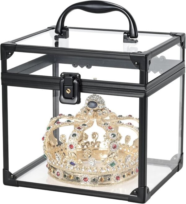 oem/odm frenessa portable makeup case clear crown box cosmetics display case toiletry organizer box transparent acrylic artists train case travel makeup tools storage for vanity bathroom counter dresser case wholesale supplier & factory