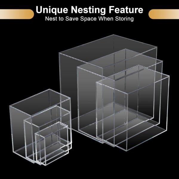 oem/odm cliselda 6pcs clear acrylic boxes for display, acrylic risers display stands cube display boxes with hollow bottoms, buffet risers food risers for buffet table party cupcake candy desser wholesale supplier & factory
